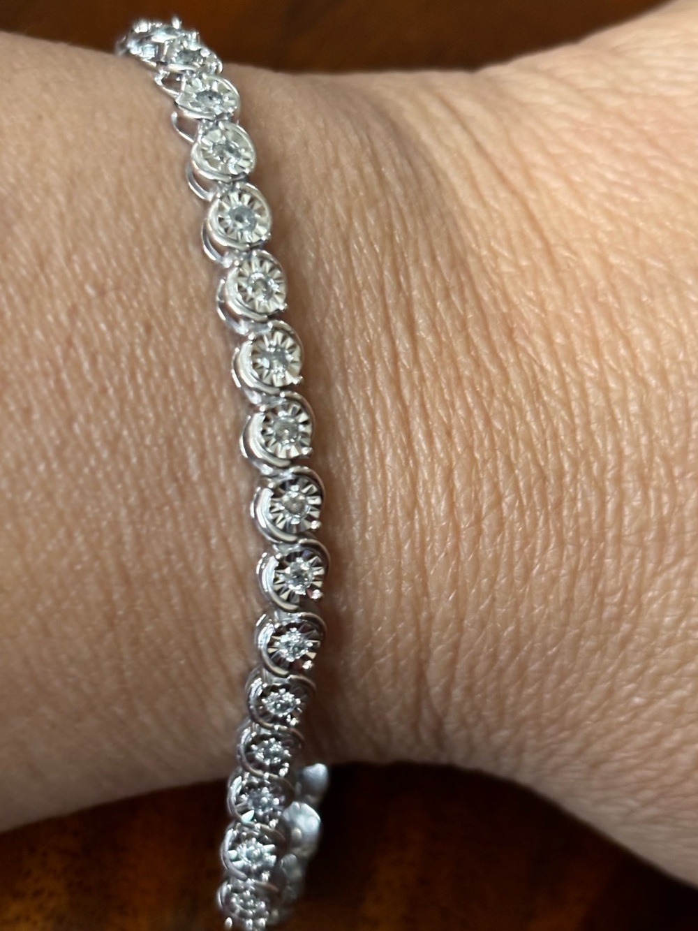 Classic Silver-Tone Diamond Tennis Bracelet - Sterling Silver 925- 1 CTW